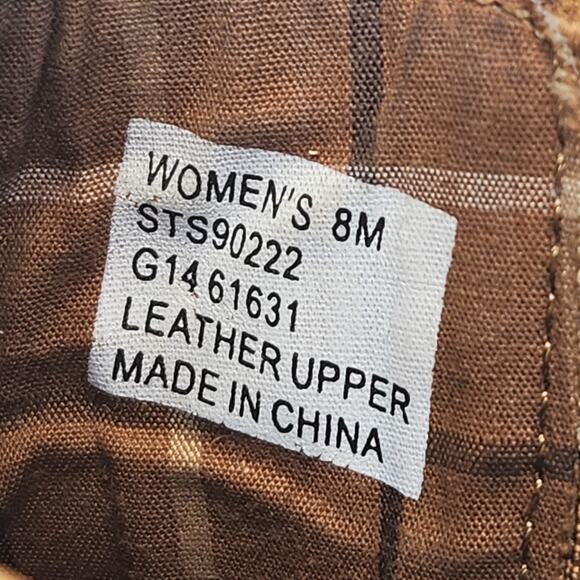 Sperry Topsider Liberty Brown Leather Ankle Boots Women Size 8M Slip On Heel - Picture 6 of 10